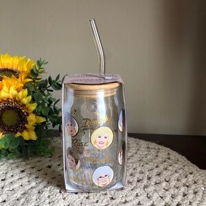 The Golden Girls Glass Tumbler with Straw - Character Faces
